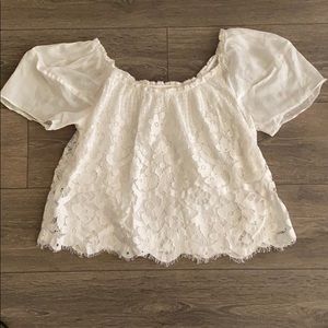 White Lace Peasant Blouse